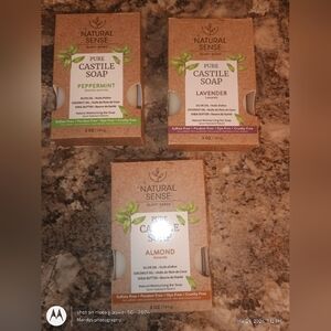 Natural castile soap bundle of three peppermint lavender almond. Sulfate-free 3